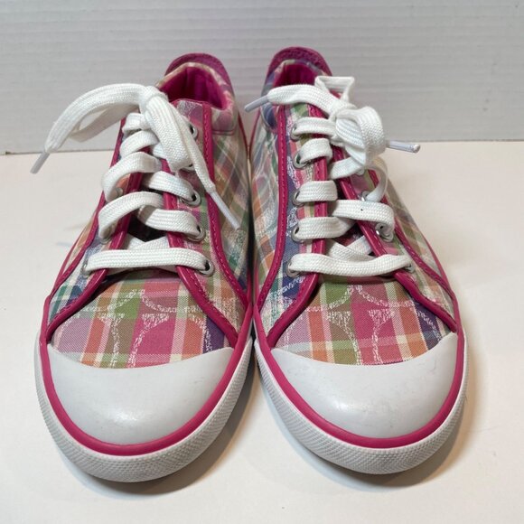 Coach Womens Plaid Canvas Lace-Up Sneakers Size 7 With Original Box - Picture 11 of 16